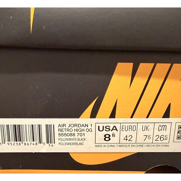Size 8.5 - Jordan 1 Retro OG High Pollen